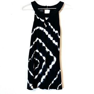 INC International Concepts Tie Dye Keyhole Sleeveless Tank Dress Black Small